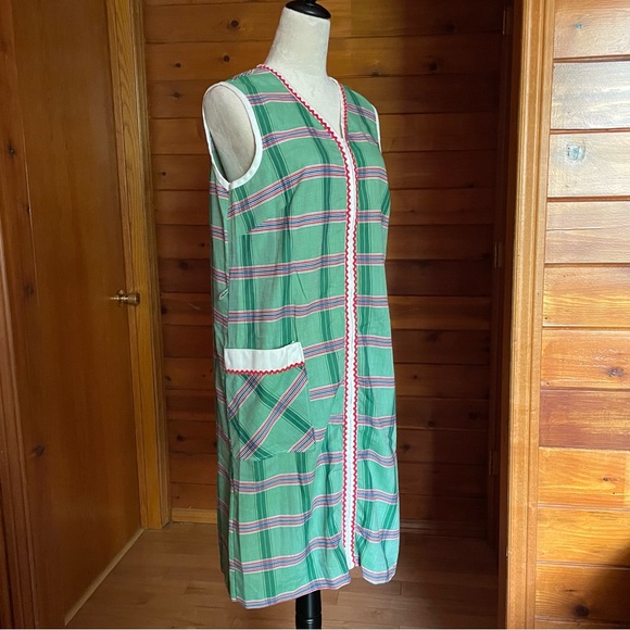 Vintage 70s Komar Zip Front House Dress Robe Sz Medium Pockets House Coat - Picture 7 of 11